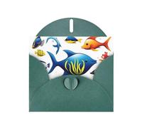 WZYWHJ Dark Green Holiday Greeting Card 6x4 in with Envelope for Christmas, Birthday, Valentine's Day, Party Invitation sea water animals Printing