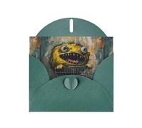 WZYWHJ Dark Green Holiday Greeting Card 6x4 in with Envelope for Christmas, Birthday, Valentine's Day, Party Invitation Monster in the stroller Printed