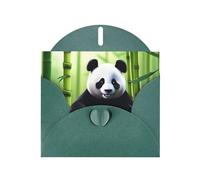 WZYWHJ Dark Green Holiday Greeting Card 6x4 in with Envelope for Christmas, Birthday, Valentine's Day, Party Invitation Cute panda playing water Picture