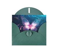 WZYWHJ Dark Green Holiday Greeting Card 6x4 in with Envelope for Christmas, Birthday, Valentine's Day, Party Invitation Crystal butterfly in water Printed