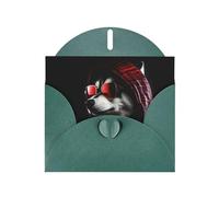 WZYWHJ Dark Green Holiday Greeting Card 6x4 in with Envelope for Christmas, Birthday, Valentine's Day, Party Invitation Cold Dogs Picture