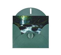 WZYWHJ Dark Green Holiday Greeting Card 6x4 in with Envelope for Christmas, Birthday, Valentine's Day, Party Invitation River In The Forest Printing