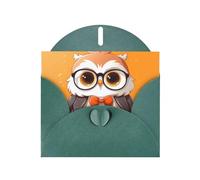 WZYWHJ Dark Green Holiday Greeting Card 6x4 in with Envelope for Christmas, Birthday, Valentine's Day, Party Invitation Clever Owl Picture