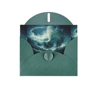 WZYWHJ Dark Green Holiday Greeting Card 6x4 in with Envelope for Christmas, Birthday, Valentine's Day, Party Invitation Ship in the waves Printed