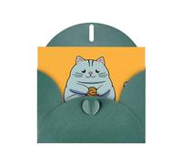 WZYWHJ Dark Green Holiday Greeting Card 6x4 in with Envelope for Christmas, Birthday, Valentine's Day, Party Invitation Cat playing with ball of string Pattern