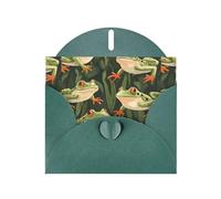 WZYWHJ Dark Green Holiday Greeting Card 6x4 in with Envelope for Christmas, Birthday, Valentine's Day, Party Invitation Naughty Frog Picture