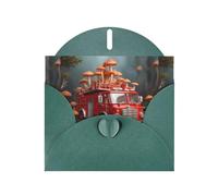 WZYWHJ Dark Green Holiday Greeting Card 6x4 in with Envelope for Christmas, Birthday, Valentine's Day, Party Invitation Mushroom fire truck toy Printed