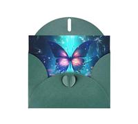WZYWHJ Dark Green Holiday Greeting Card 6x4 in with Envelope for Christmas, Birthday, Valentine's Day, Party Invitation Curious Butterfly Printed