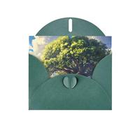 WZYWHJ Dark Green Holiday Greeting Card for Christmas, Birthday, Anniversary & more Ancient oak trees towering Prints