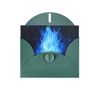 WZYWHJ Dark Green Holiday Greeting Card for Christmas, Birthday, Anniversary & more Blue Spirit Flame Pattern