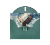 WZYWHJ Dark Green Holiday Greeting Card for Christmas, Birthday, Anniversary & more Eagle Soaring Pattern