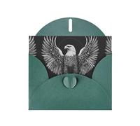 WZYWHJ Dark Green Holiday Greeting Card for Christmas, Birthday, Anniversary & more Eagle Spreads Wings Pattern