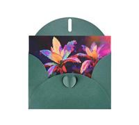 WZYWHJ Dark Green Holiday Greeting Card for Christmas, Birthday, Anniversary & more Fault Botany Pattern