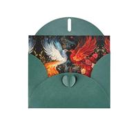 WZYWHJ Dark Green Holiday Greeting Card for Christmas, Birthday, Anniversary & more Phoenix and Rose Picture