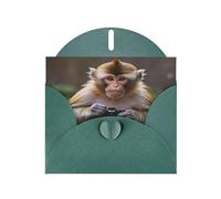 WZYWHJ Dark Green Holiday Greeting Card for Christmas, Birthday, Anniversary & more Smart monkey Picture