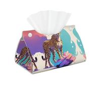 WZYWHJ Data Stream Cheetah Printing Paper Towels Rectangular Tissue Box Holder with Bottom Strap Modern Decorative Storage Bag