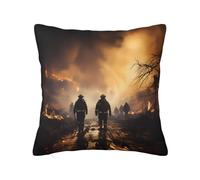 WZYWHJ Decorative Throw Pillow Cases 12"x12" Firefighters Fighting Fires Picture Double-Sided Design Square Pillowcases for Home Bed Sofa Living Room Farmhouse Outdoor
