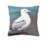 WZYWHJ Decorative Throw Pillow Cases 20"x20" Cute Seagull Picture Double-Sided Design Square Pillowcases for Home Bed Sofa Living Room Farmhouse Outdoor