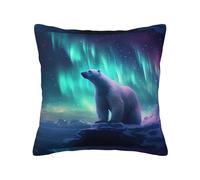 WZYWHJ Decorative Throw Pillow Cases 22"x22" Northern Lights Polar Bear Prints Double-Sided Design Square Pillowcases for Home Bed Sofa Living Room Farmhouse Outdoor