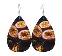 WZYWHJ Delicious passion fruit Picture Ladies' leather earrings, simple water droplet pendant, fashionable holiday gift