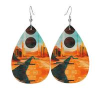 WZYWHJ Desert Circuit Pattern Water droplet pendant earrings, leather earrings, Women's Fashion Items