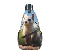 WZYWHJ Diagonal cross Wildlife Ferret Prints bag anti-theft backpack travel men's chest shoulder bale