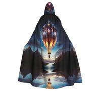 WZYWHJ Diamonds on hot air balloons Printing aldult Cosplay Poncho Hooded Cloak for men and women Halloween Party