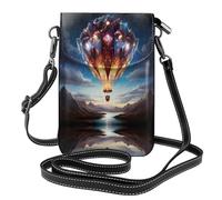 WZYWHJ Diamonds on hot air balloons Printing Leather Crossbody Flap Phone Bag - Versatile Gift for Women Walking, Camping, Shopping, and Travel