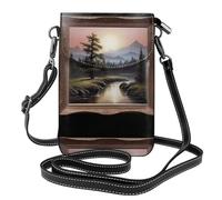 WZYWHJ Distant mountains and rivers Pattern Leather Crossbody Flap Phone Bag - Versatile Gift for Women Walking, Camping, Shopping, and Travel
