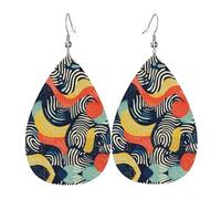 WZYWHJ Dizzy Zebra Print Picture Ladies' leather earrings, simple water droplet pendant, fashionable holiday gift