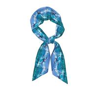 WZYWHJ Dolphin Leap printing Women's long strip silk scarf, soft and silky satin headscarf