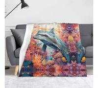 WZYWHJ Dolphins by The Coral Printing Blankets Throws - Lightweight Warm Comfortable Soft Durable Home Practical Rest Outdoor