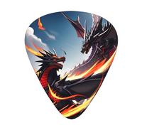 Wzywhj Double Dragon Battle Picture Guitar Pick Easy Grip Uke Picks Comfortable Feel, Ukulele, Acoustic And Electric Guitarï¼ŒGuitar Plectrums 12'S