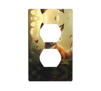 WZYWHJ Double socket decorative wall Plate - easy to Install - Ideal for Residential and Commercial Areas 4.5 X 2.76 In Clever little fox Printing