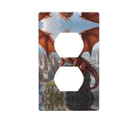WZYWHJ Double socket decorative wall Plate - easy to Install - Ideal for Residential and Commercial Areas 4.5 X 2.76 In Mountaintop Dragon Prints