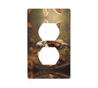 WZYWHJ Double socket decorative wall Plate - easy to Install - Ideal for Residential and Commercial Areas 4.5 X 2.76 In Bunny playing violin Printing