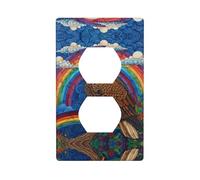 WZYWHJ Double socket decorative wall Plate - easy to Install - Ideal for Residential and Commercial Areas 4.5 X 2.76 In Eagle on the rainbow Printing