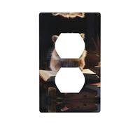 WZYWHJ Double socket decorative wall Plate - easy to Install - Ideal for Residential and Commercial Areas 4.5 X 2.76 In A little hamster reading a book Printing