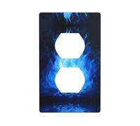 WZYWHJ Double socket decorative wall Plate - easy to Install - Ideal for Residential and Commercial Areas 4.5 X 2.76 In Blue Spirit Flame Pattern