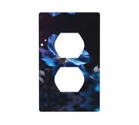 WZYWHJ Double socket decorative wall Plate - easy to Install - Ideal for Residential and Commercial Areas 4.5 X 2.76 In Blue flowers in the dark Printing