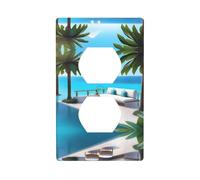 WZYWHJ Double socket decorative wall Plate - easy to Install - Ideal for Residential and Commercial Areas 4.5 X 2.76 In Love Island on the S Printing