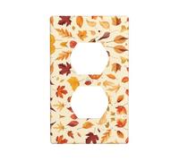 WZYWHJ Double socket decorative wall Plate - easy to Install - Ideal for Residential and Commercial Areas 4.5 X 2.76 In autumn wind and falling leaves Pattern