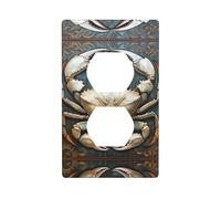 WZYWHJ Double socket decorative wall Plate - easy to Install - Ideal for Residential and Commercial Areas 4.5 X 2.76 In Iron crab on the pattern stone Printing
