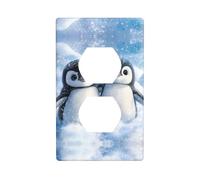 WZYWHJ Double socket decorative wall Plate - easy to Install - Ideal for Residential and Commercial Areas 4.5 X 2.76 In A pair of little penguins Pattern