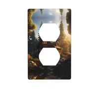 WZYWHJ Double socket decorative wall Plate - easy to Install - Ideal for Residential and Commercial Areas 4.5 X 2.76 In Cabin in the forest Printing