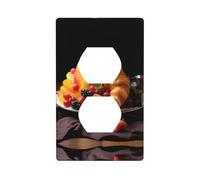 WZYWHJ Double socket decorative wall Plate - easy to Install - Ideal for Residential and Commercial Areas 4.5 X 2.76 In Healthy fruit croissants Printing