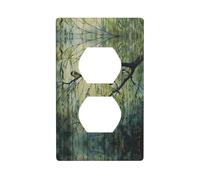WZYWHJ Double socket decorative wall Plate - easy to Install - Ideal for Residential and Commercial Areas 4.5 X 2.76 In Birds chirping on the willow tree Printing