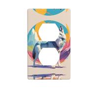WZYWHJ Double socket decorative wall Plate - easy to Install - Ideal for Residential and Commercial Areas 4.5 X 2.76 In National Geographic Wolf Prints