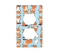 WZYWHJ Double socket decorative wall Plate - easy to Install - Ideal for Residential and Commercial Areas 4.5 X 2.76 In Fox in Different Poses Printing