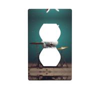 WZYWHJ Double socket decorative wall Plate - easy to Install - Ideal for Residential and Commercial Areas 4.5 X 2.76 In Handsome little rabbit drummer Printing